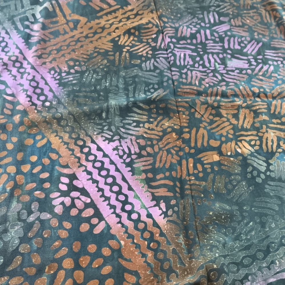 Green and Purple Batik Shoulder Wrap 88"x70"